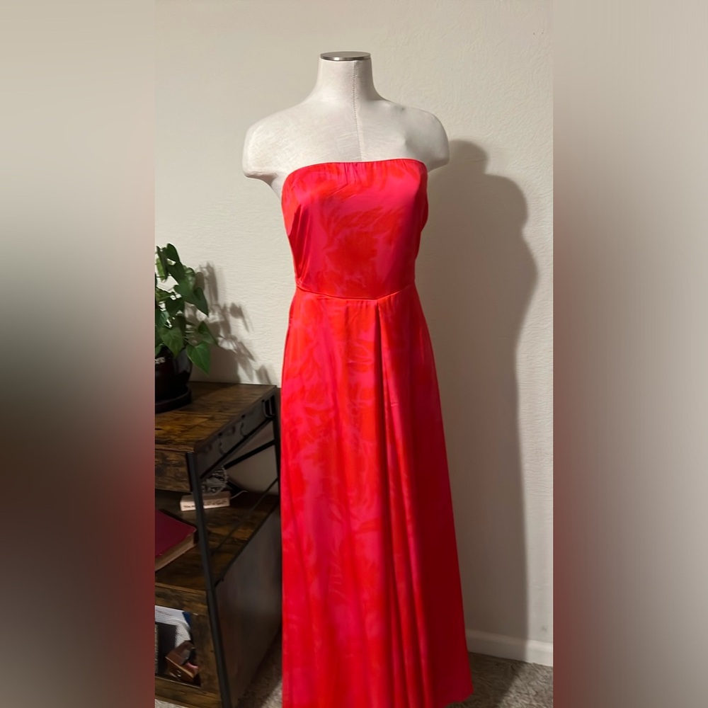 Elegant Strapless Red/pink jumpsuit , back tie / size large
